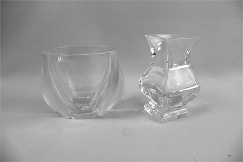 2 kleine Kristall-Glasvasen, France von Sèvres Cristal und Lalique