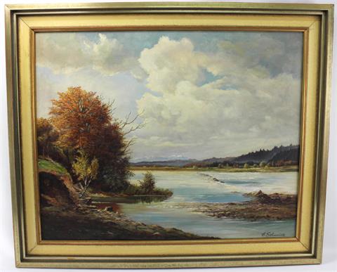E. Schmidt, Maler 20. Jh., "Flusslandschaft"