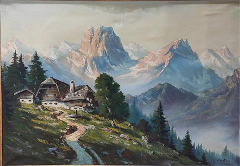 Emil FIALA (Österreich 1869-1960) "Hütte in den Voralpen"