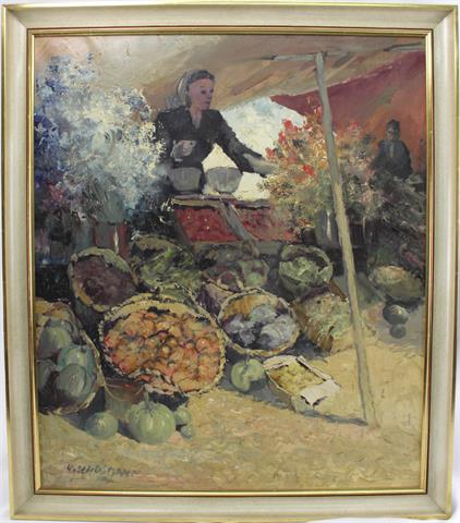 L. Schosmann (1901-?) "Marktstand in Marseille"