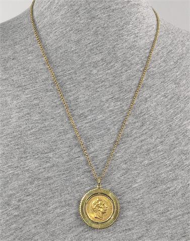 Goldkette mit Münzanhänger, 585 Gelbgold, Goldmünze Deutsches Reich 1911
