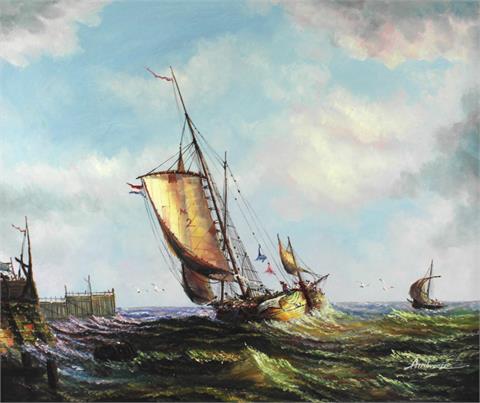 John Ambrose (1931Cornwall,England-2010) "Segelschiff auf rauer See"