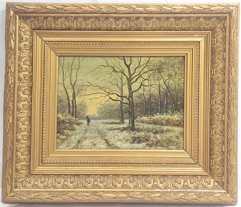 Louis Apol (1850 Den Haag-1936 ebd.) "Holzsammler in winterlicher Landschaft"