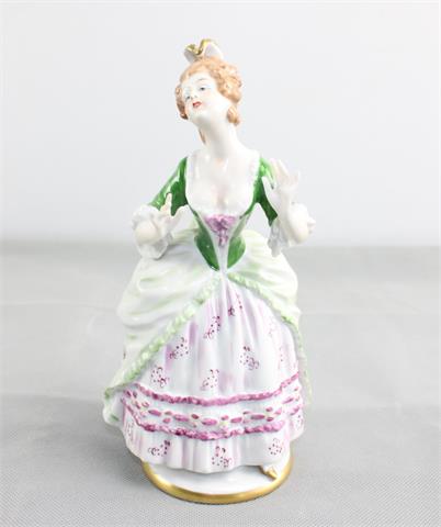 Porzellanfigur, Dame in Rokokogewand, Wallendorf