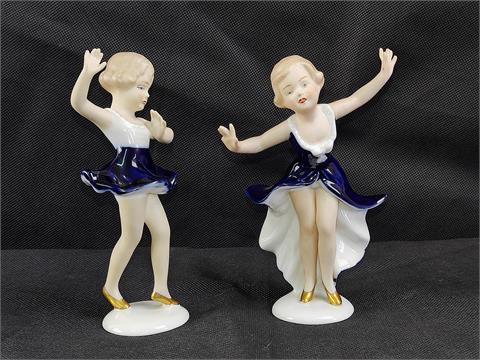 2 Porzellanfiguren, Wallendorf, junge Ballerinas