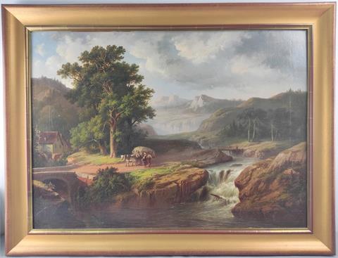 Cornelis Kimmel (1804-1877), Pferdefuhrwerk in den Bergen, sign./dat. 1860