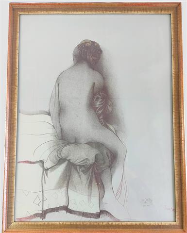 Bruno Bruni (*1935), Farblithographie "weiblicher Rückenakt"