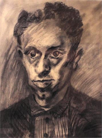 Alfred Hoffmann (1898-1987) "Selbstporträt" Kohlezeichnung