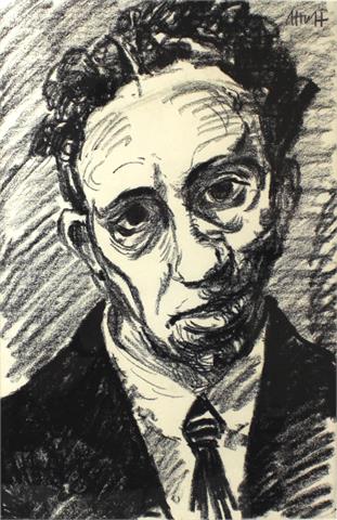 Alfred Hoffmann (1898-1987) "Selbstporträt" Kohlezeichnung