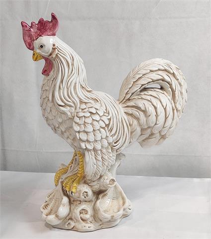 Keramikfigur "Weißer Hahn", Italien