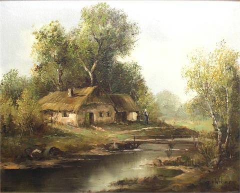 Guido v. Weber, "Bauernkate am Fluss"