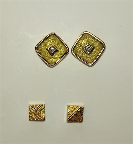 2 Paar Ohrringe, Gold 585