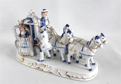 Porzellanfigurengruppe, Kutsche mit 4 Pferden