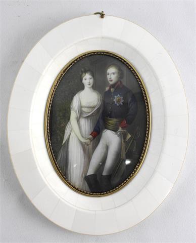 Miniaturmalerei auf Bein "Das preußische Königspaar "