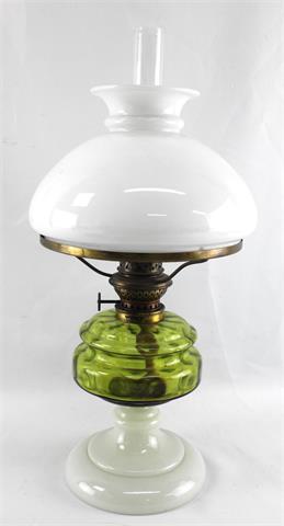 Öllampe, Glas, Patent, hellgrünes Glas