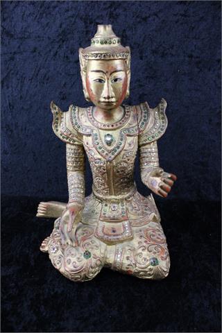 Buddhafigur,Thailand, Holz geschnitzt