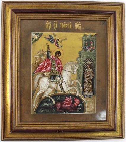 Ikonenmalerei, "Der Heilige Großmärtyrer Georg" Nordrussland 19. Jh. 623/3000