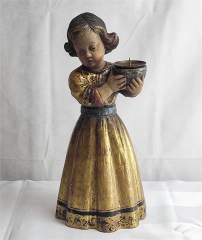 Engelsfigur in goldenem Kleid, Nebelhorn Holzschnitzerei