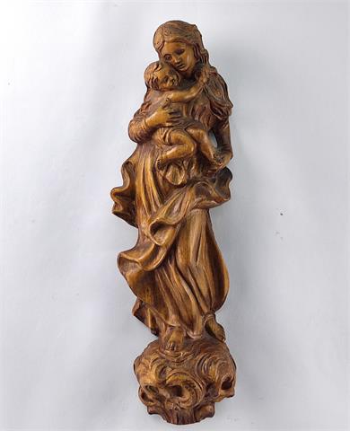 Holzskulptur Madonna mit Kind, H: 61 cm