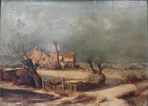 Carl Morgenstern (1811-1893) "Bauernkate in winterlicher Landschaft"