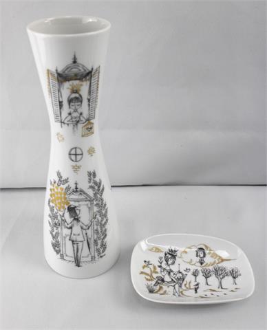 Set Vase mit kleiner Schale,"Liebe" Rosenthal Peynet