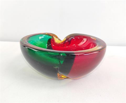 Murano Aschenbecher, Nierenform, 3-farbiges Glas, um 1960