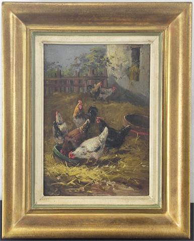 Alexandre Defaux (1826 Bercy - 1900 Paris) "Hühner vor dem Haus"