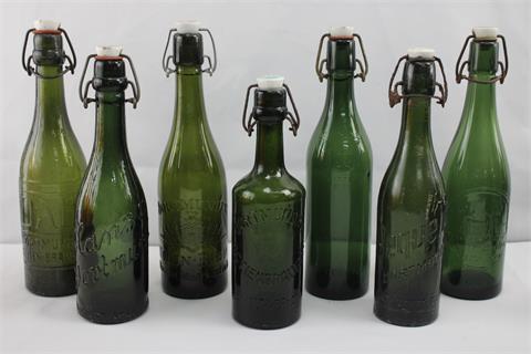 7 Relief-Bierflaschen, Dortmunder Brauereien