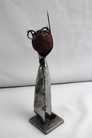 Metallskulptur, Künstlerische Figur mit Brille