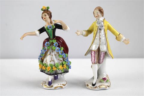 Zwei Porzellanfiguren, Rokokotänzer, Dresden KP Müller