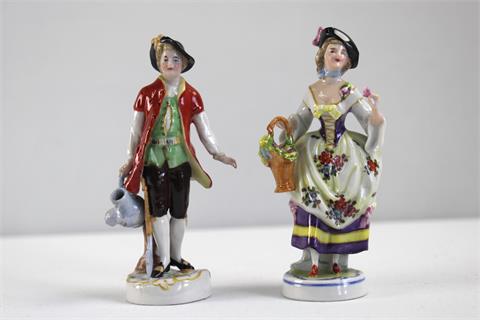 Zwei Porzellanfiguren, Gärtner, Sitzendorfer Porzellan
